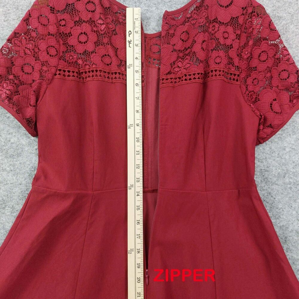 MIUSOL Red Lace Fit & Flare Dress Sz XL Floral Lace Cocktail Party Wedding Guest - Picture 9 of 13